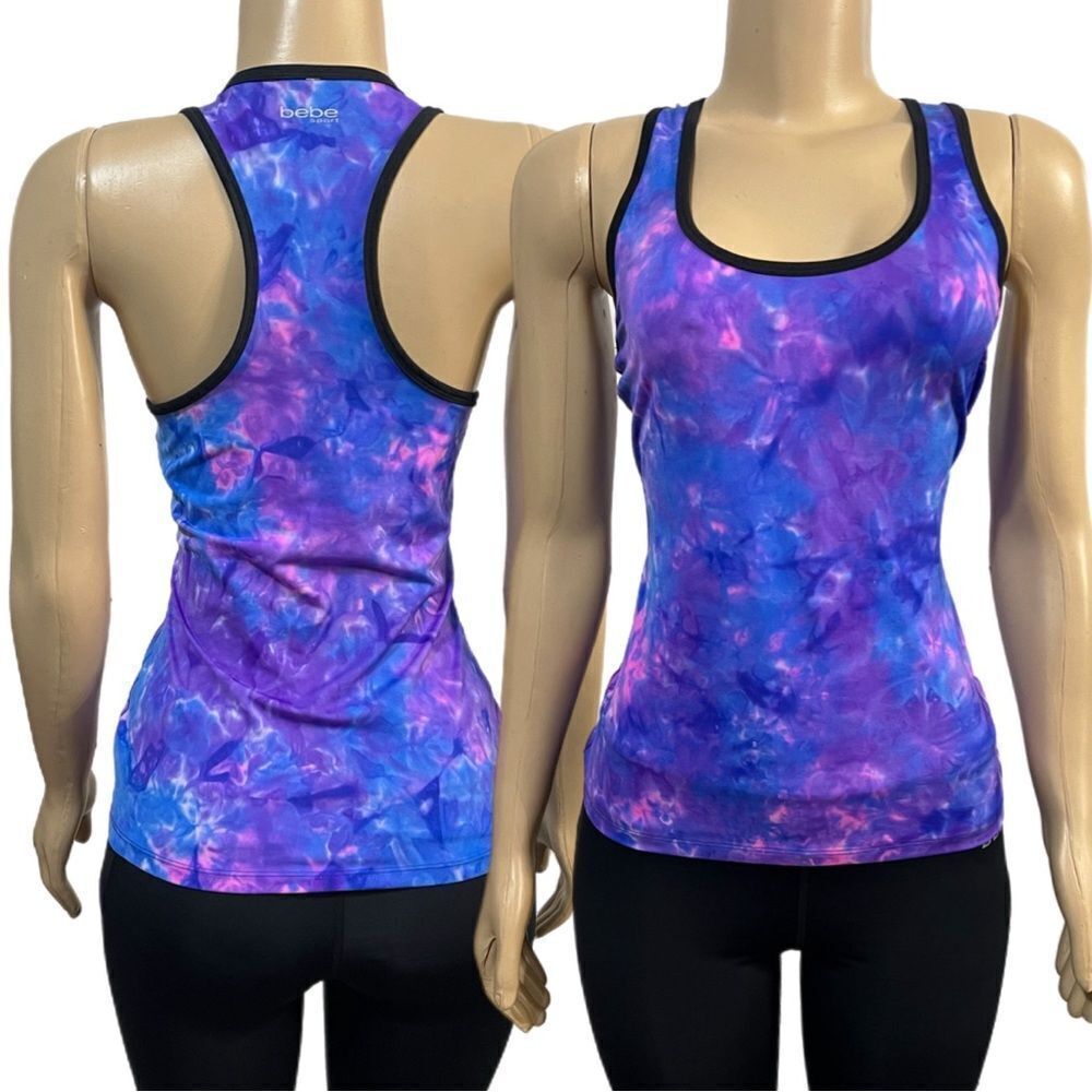 Bebe Sport Tie Dye basic Racerback sports tank top Large